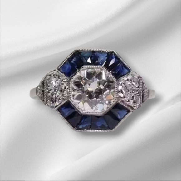 925 Silver and Blue Gemstone Ring - Picture 10 of 14